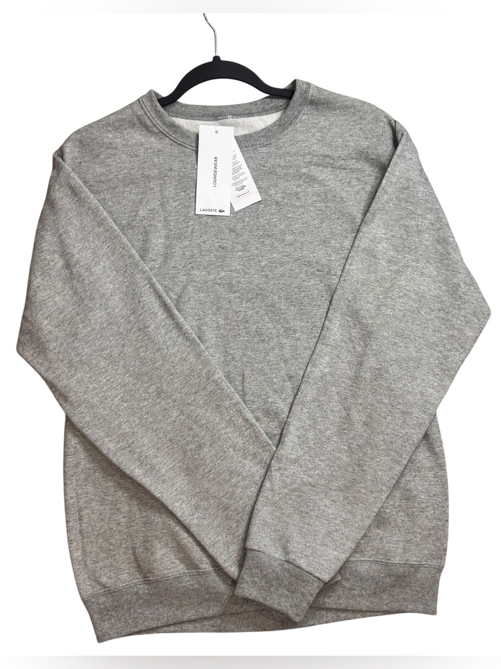 Lacoste Men’s Grey Logo Fleece Crewneck Sweatshirt NWT Size Small